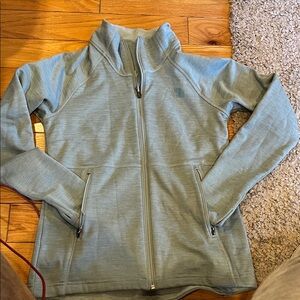 The North Face Heather Gray/green zippered lightweight jacket